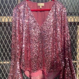 Anthropologie Sequin Bell Sleeve Blouse
